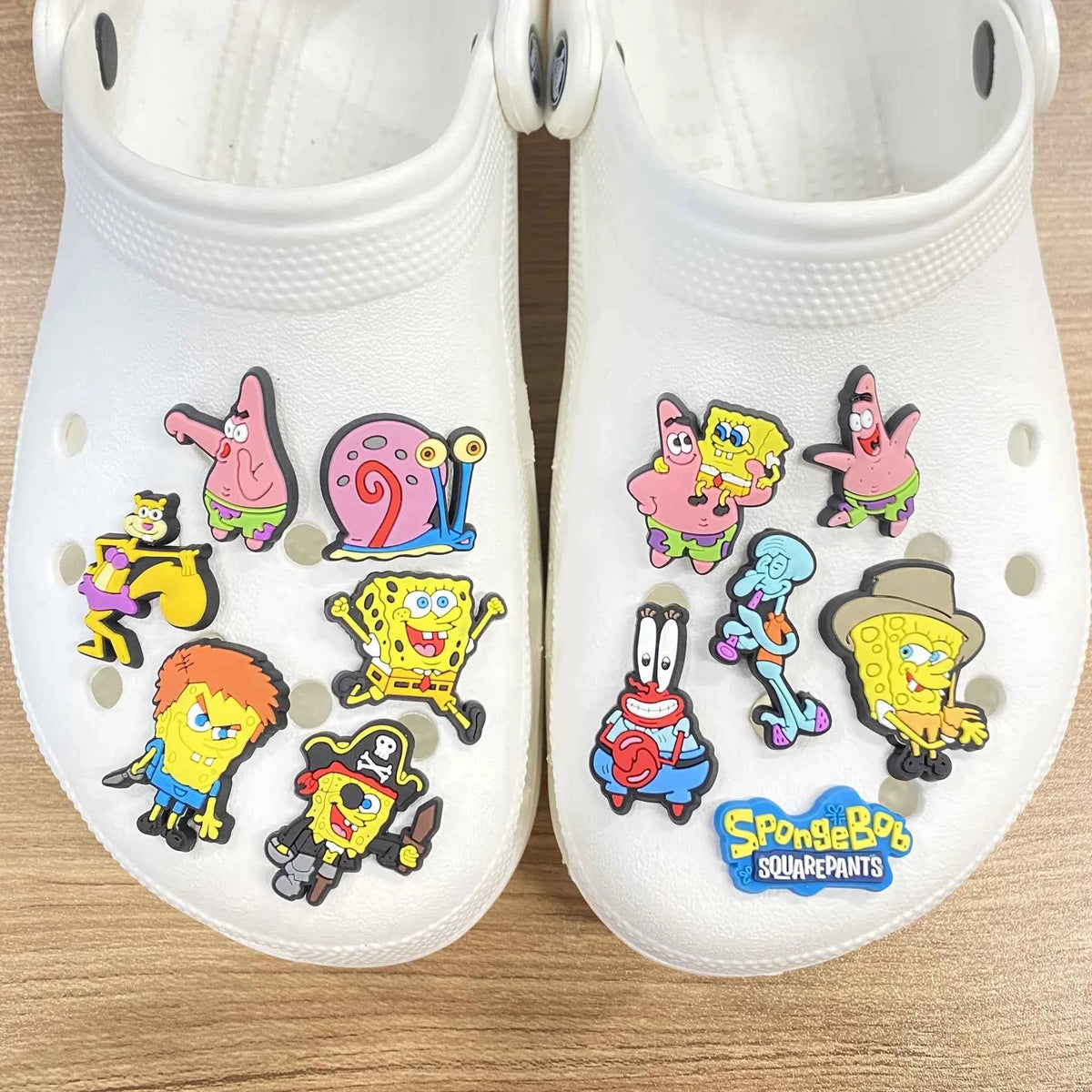 5-100PCS SpongeBob SquarePants Shoe Patrick Star Charm Mix Wholesale PVC cartoon Decoration Detachable Waterproof To Xmas Gift