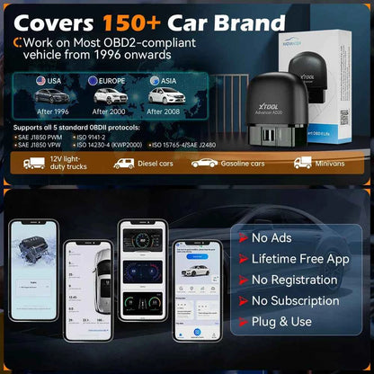XTOOL AD20 OBD2 Scanner Mini Bluetooth 5.0 Diagnostic Tool with Full OBD2 Functions to Read and Clear Fault Codes