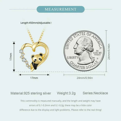 925 Sterling Silver Baby Panda Crystal Necklace | Enamel Cute Animal Charm Chain Link | Women'S Gift - 17.71'' Scn453