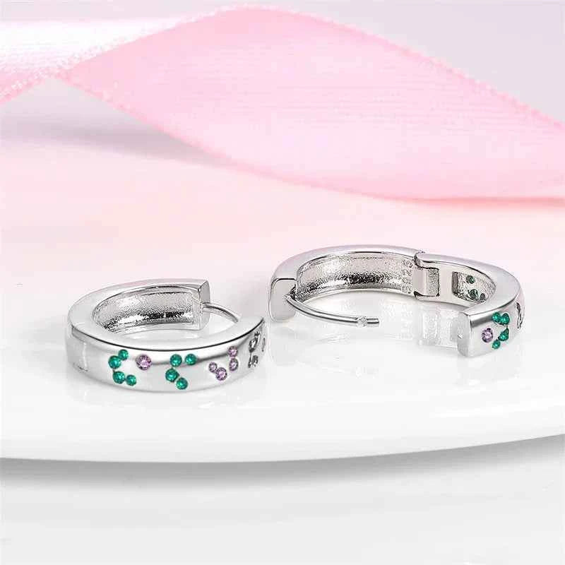 Elegant Gemstone Sterling Silver Hoop Earrings
