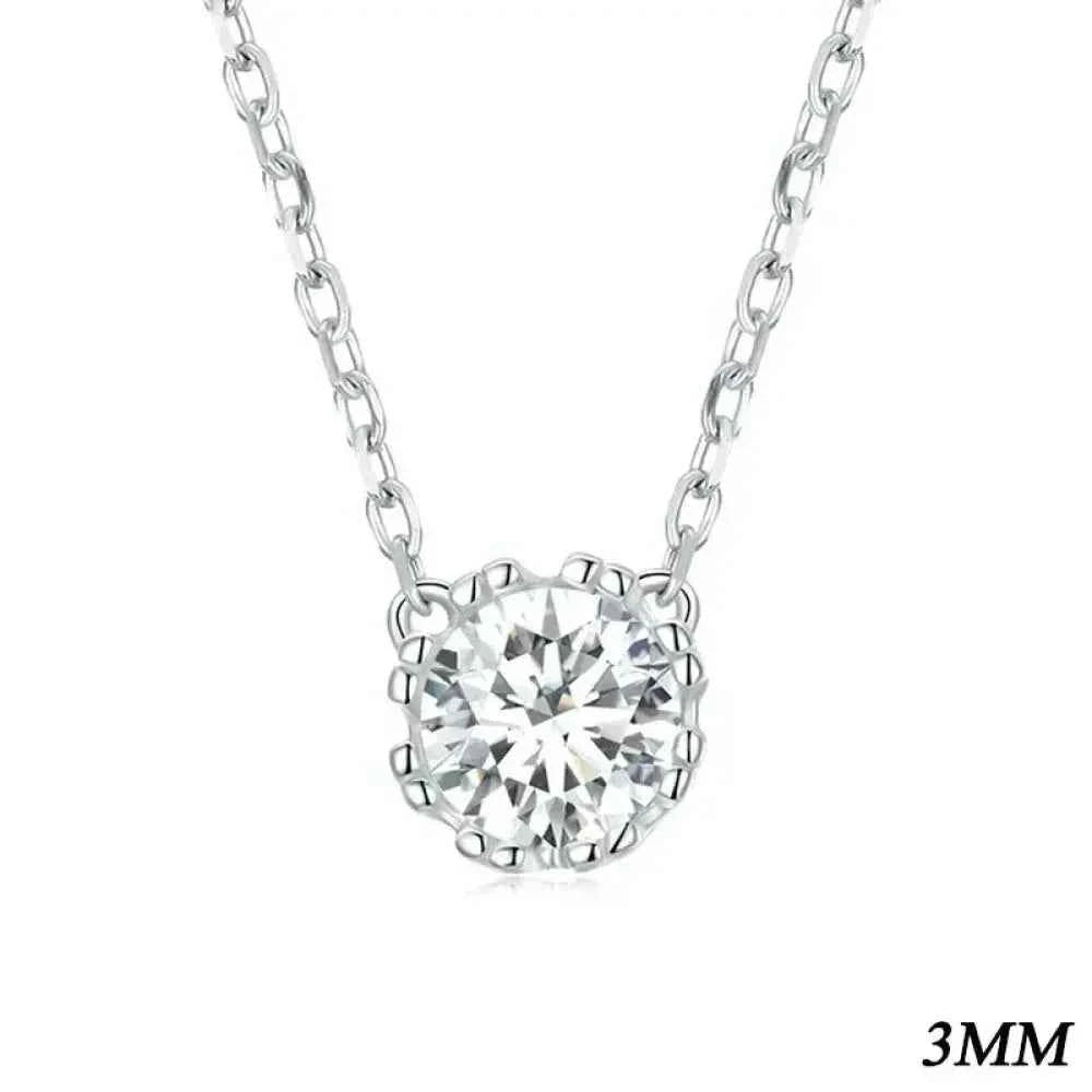 Gorgeous Shiny Choker - 925 Sterling Silver Geometric Cut Zircon Pendant Necklace