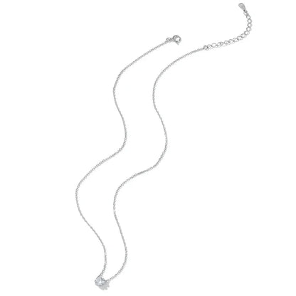 Gorgeous Shiny 925 Sterling Silver Choker Necklace with Geometric Cut Zircon Pendant