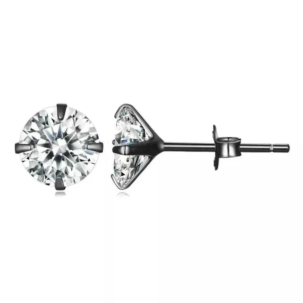 Cz Stud Earrings - 925 Sterling Silver Platinum Plated - Round Cubic Zirconia Hypoallergenic Earrings 4Mm 5Mm 6Mm 7Mm Bse166
