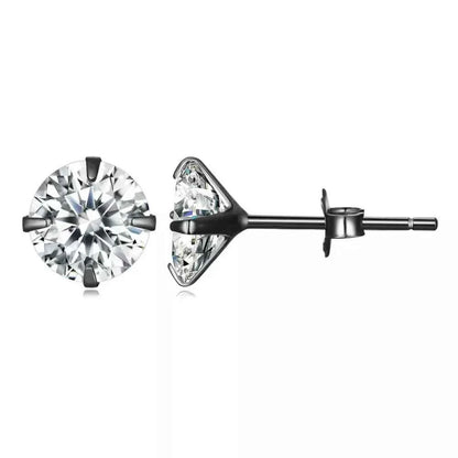 Cz Stud Earrings - 925 Sterling Silver Platinum Plated - Round Cubic Zirconia Hypoallergenic Earrings 4Mm 5Mm 6Mm 7Mm Bse166