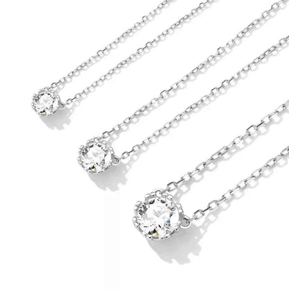 Gorgeous Shiny Choker - 925 Sterling Silver Geometric Cut Zircon Pendant Necklace