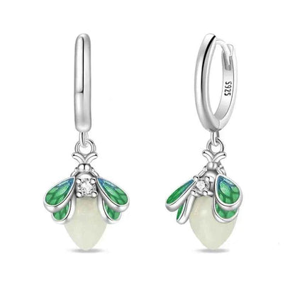 Magical Glow Firefly Sterling Silver Hoop Earrings