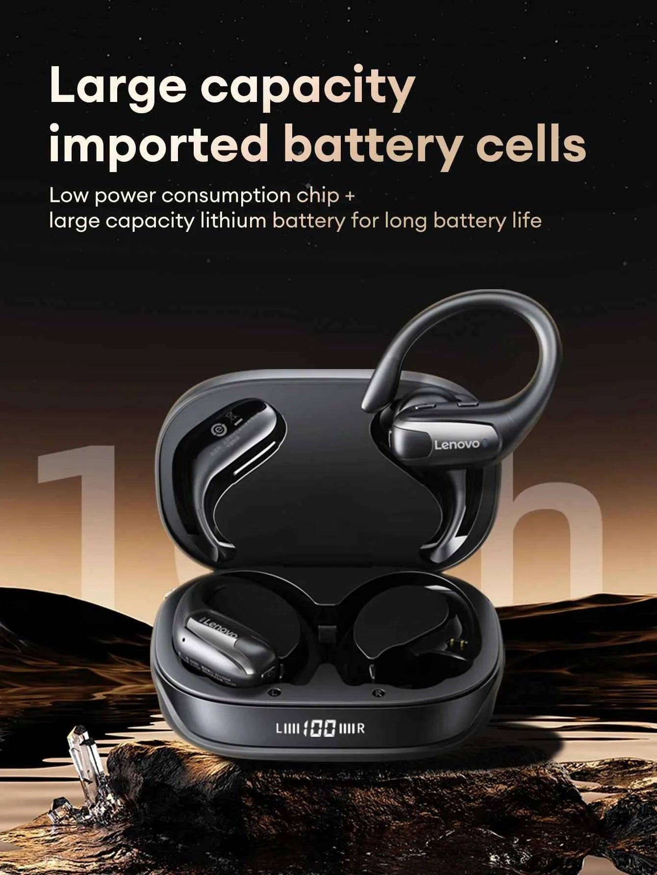 Lenovo EA305 Wireless Bluetooth Earphones - Long Endurance Waterproof Sport Headphones with V5.4 Technology for Gaming