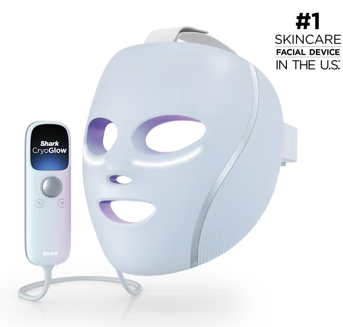 Shark CryoGlow LED Face Mask - Red, Blue & Infrared Light Therapy with Under-Eye Cooling
