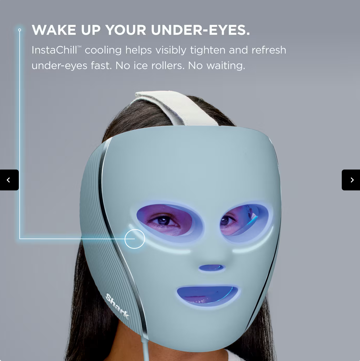 Shark CryoGlow LED Face Mask - Red, Blue & Infrared Light Therapy with Under-Eye Cooling