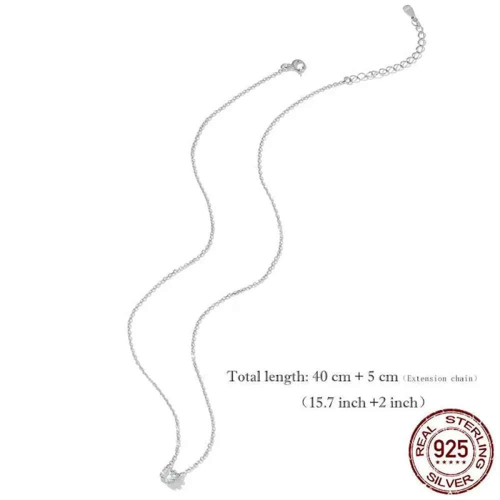 Gorgeous Shiny Choker - 925 Sterling Silver Geometric Cut Zircon Pendant Necklace