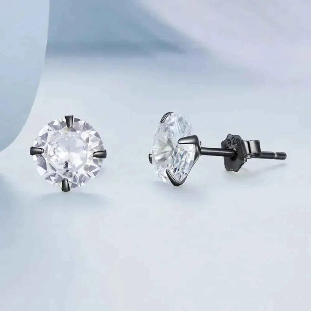 Cz Stud Earrings - 925 Sterling Silver Platinum Plated - Round Cubic Zirconia Hypoallergenic Earrings 4Mm 5Mm 6Mm 7Mm Bse166