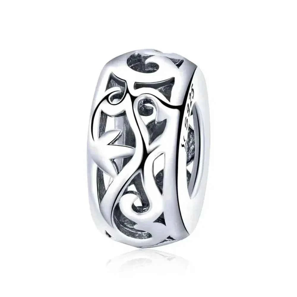 925 Sterling Silver Diy Heart Charm With Pink Zircon - Bsc777