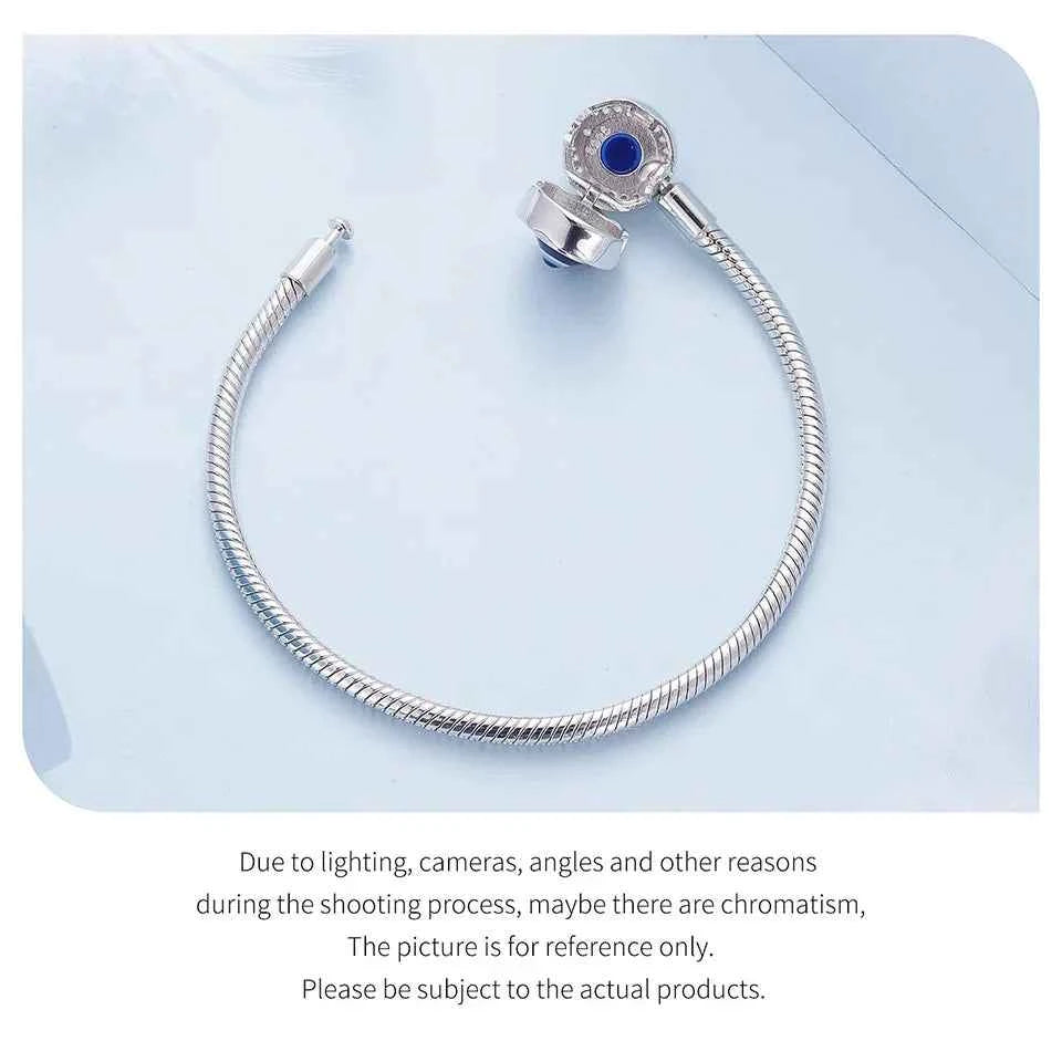 Sterling Silver Evil Eye Charm Bracelet with CZ – Snake Chain