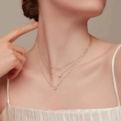 Gorgeous Shiny Choker - 925 Sterling Silver Geometric Cut Zircon Pendant Necklace
