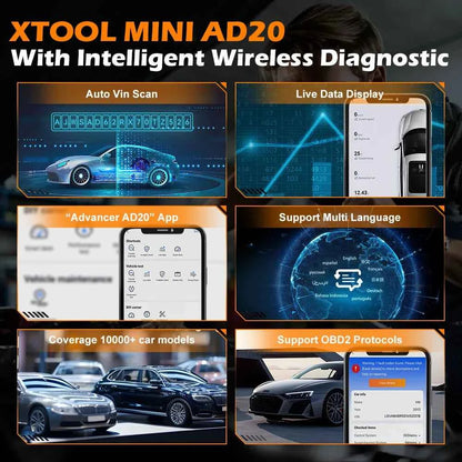 XTOOL AD20 OBD2 Scanner Mini Bluetooth 5.0 Diagnostic Tool with Full OBD2 Functions to Read and Clear Fault Codes