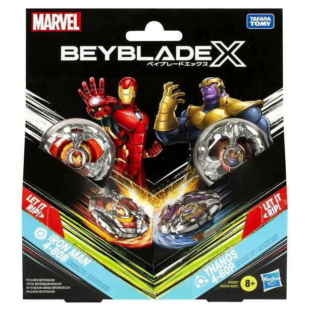 Beyblade X Marvel Collab Iron Man 4-80B vs. Thanos 4-60B Multipack Set - Exclusive