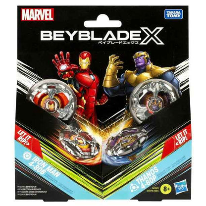 Beyblade X Marvel Collab Iron Man 4-80B vs. Thanos 4-60B Multipack Set - Exclusive