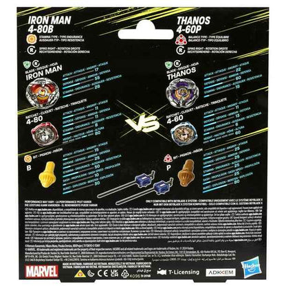 Beyblade X Marvel Collab Iron Man 4-80B vs. Thanos 4-60B Multipack Set - Exclusive