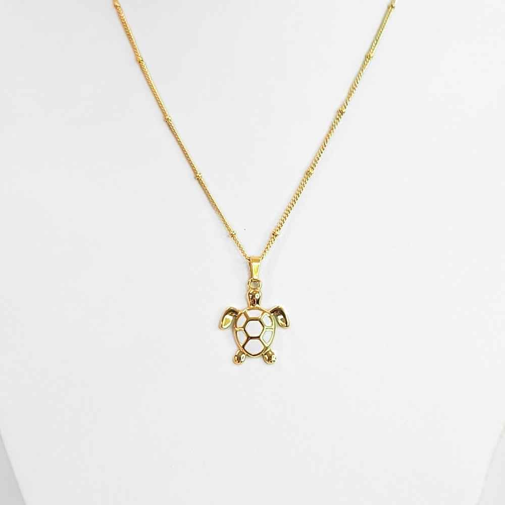 Golden Bohemian White Turtle | Necklace
