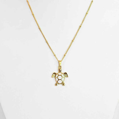 Golden Bohemian White Turtle | Necklace