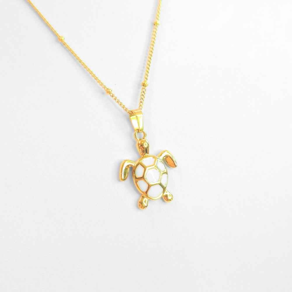 Golden Bohemian White Turtle | Necklace