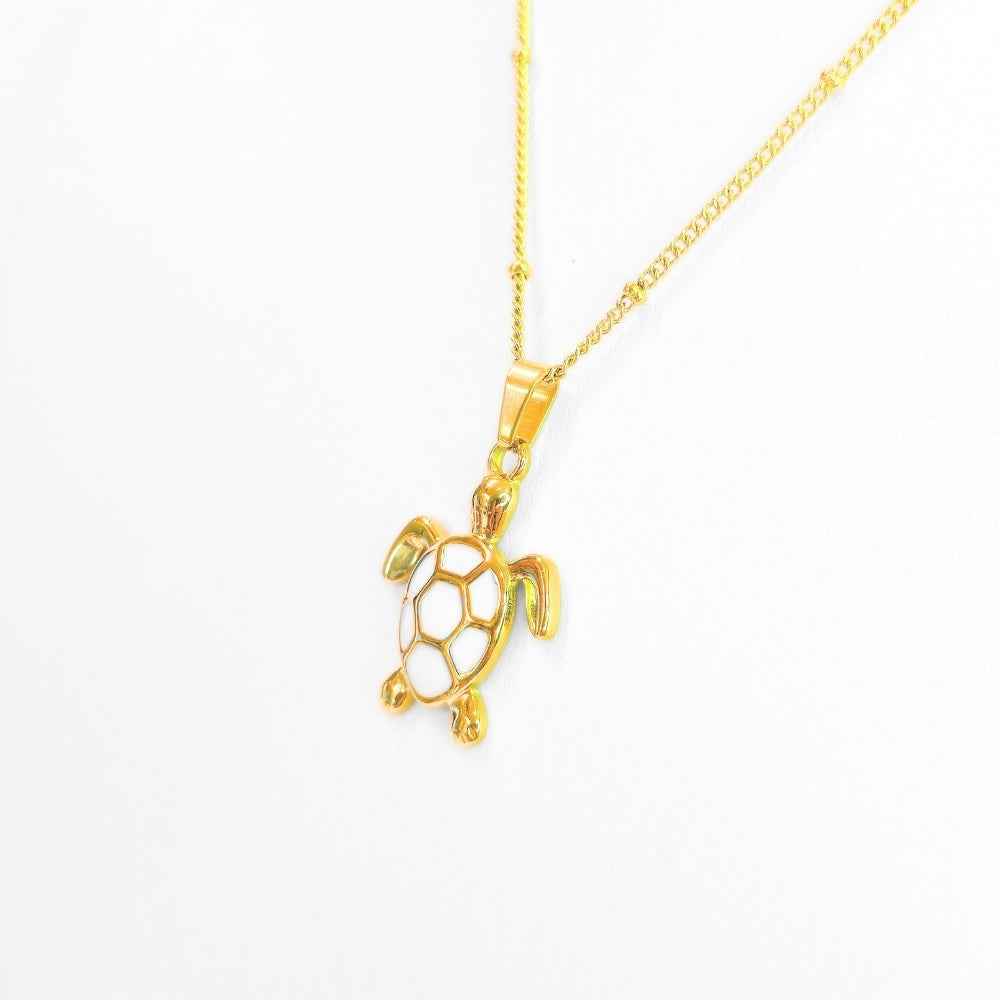 Golden Bohemian White Turtle | Necklace