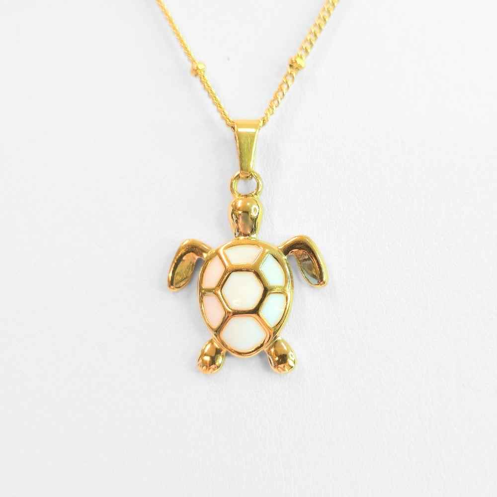 Golden Bohemian White Turtle | Necklace