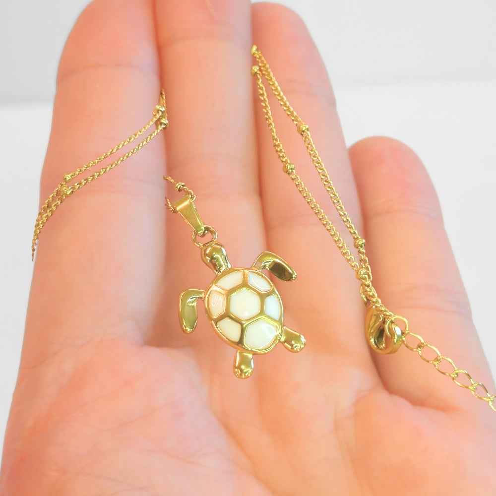 Golden Bohemian White Turtle | Necklace