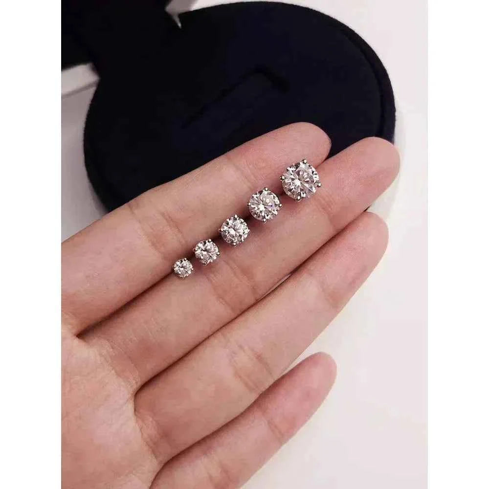Cz Stud Earrings - 925 Sterling Silver Platinum Plated - Round Cubic Zirconia Hypoallergenic Earrings 4Mm 5Mm 6Mm 7Mm Bse166