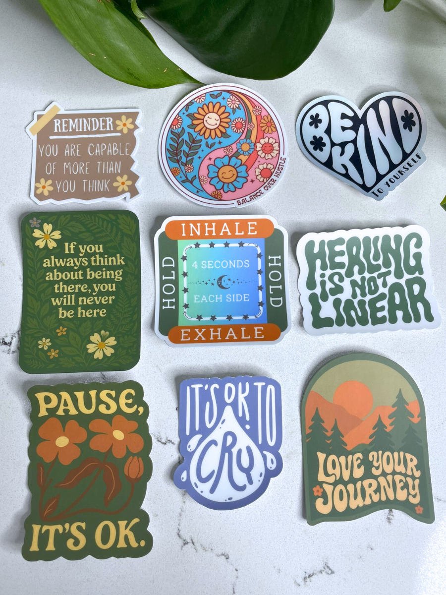 Mental Health Stickers Pack for Positive Vibes and Mindfulness