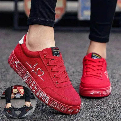 Valentine's Day Canvas Flats Lace-up Casual Shoes