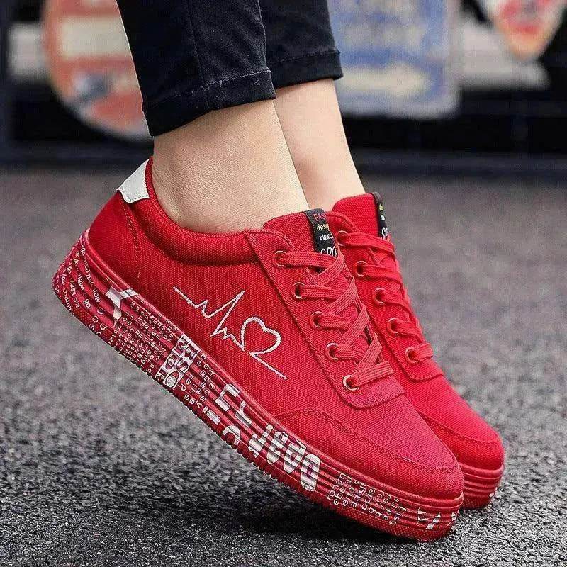 Valentine's Day Canvas Flats Lace-up Casual Shoes