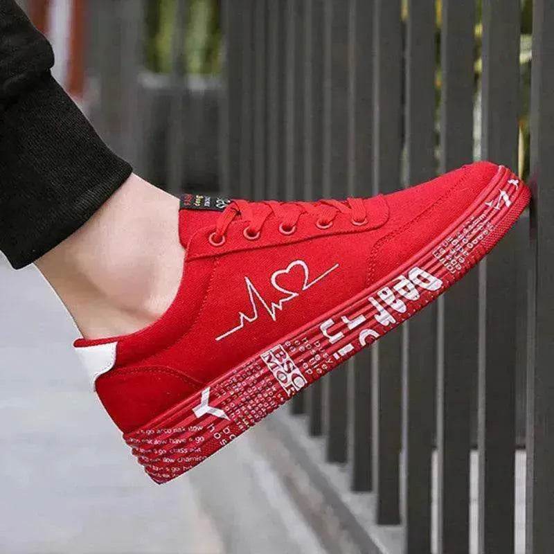 Valentine's Day Canvas Flats Lace-up Casual Shoes