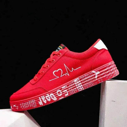 Valentine's Day Canvas Flats Lace-up Casual Shoes