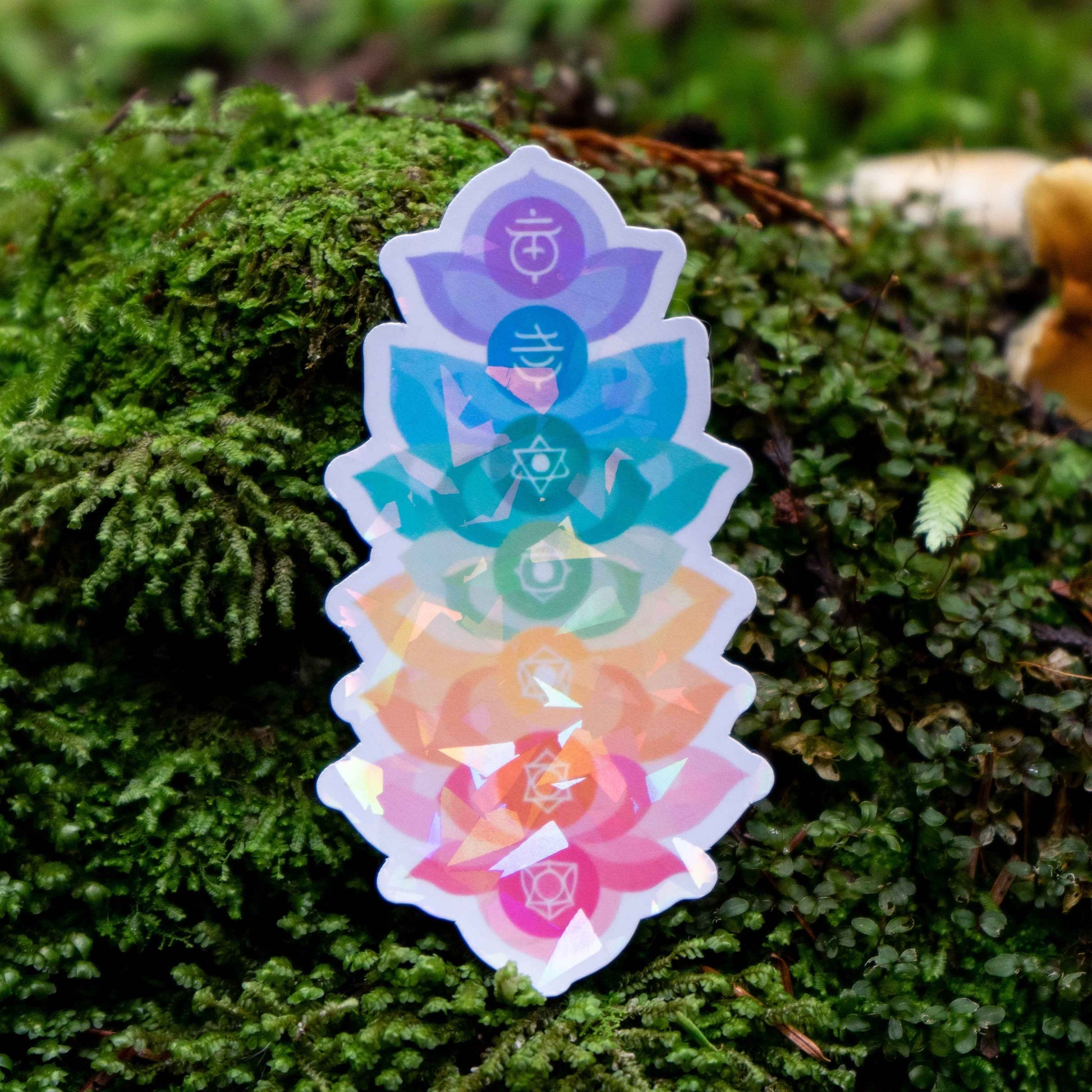 Holographic Chakra Lotus Sticker - Vibrant Holographic Chakra Sticker for Spiritual Energy