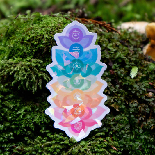 Holographic Chakra Lotus Sticker - Vibrant Holographic Chakra Sticker for Spiritual Energy