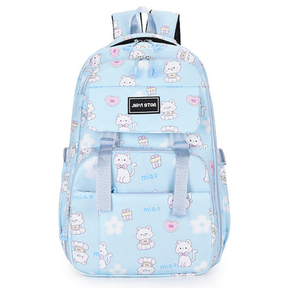 Cartoon Cat Print Large Capacity Kids Backpack – Cute Kawaii School Bag