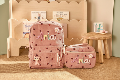 Kids Corduroy Backpack & Lunch Bag Set – Handmade Chunky Yarn, 7 Colour Combos