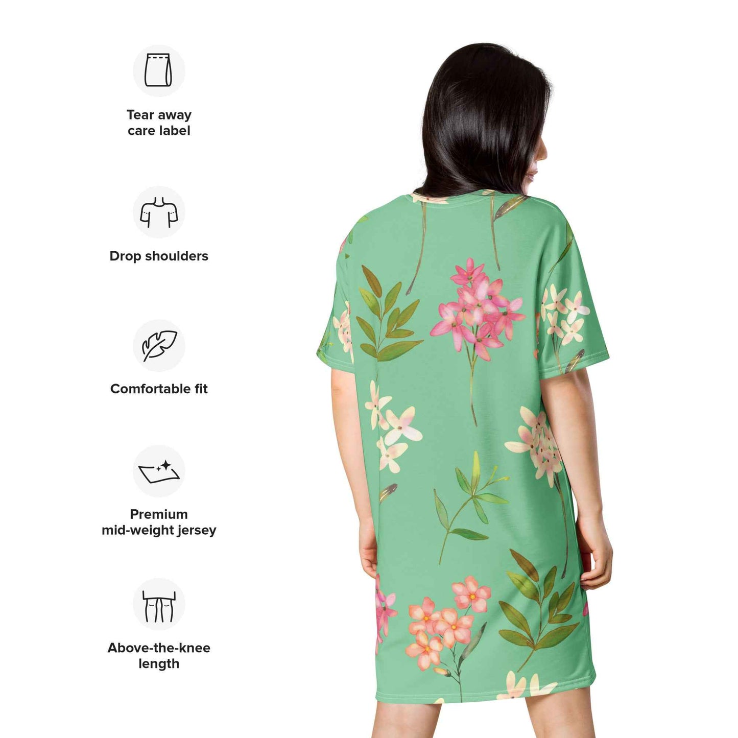 T-shirt dress - Blue Spring Floral Print