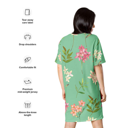 T-shirt dress - Blue Spring Floral Print