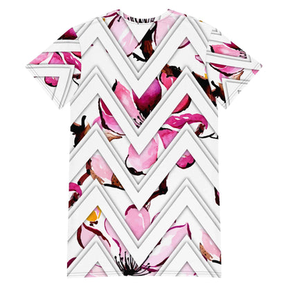Blush Bloom Chevron T-shirt dress