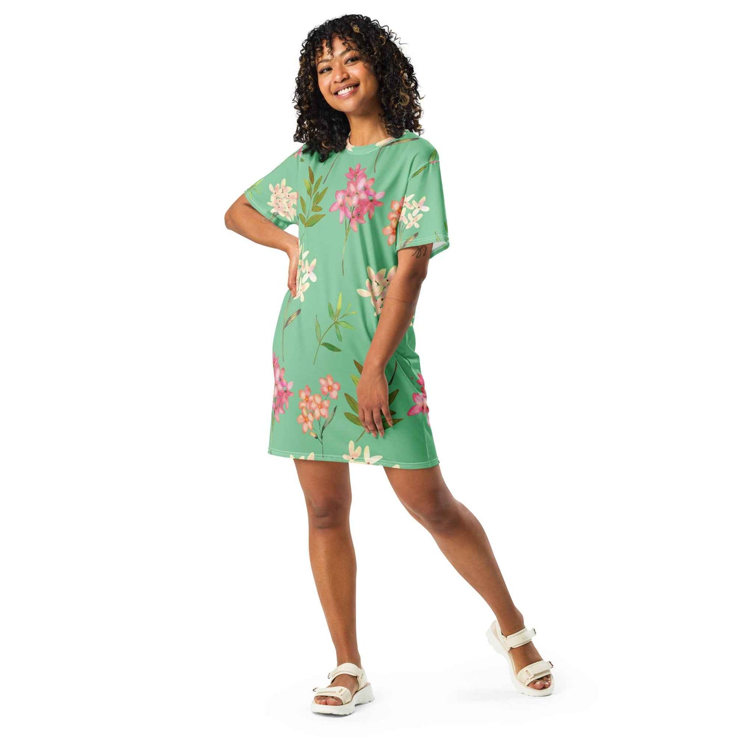 T-shirt dress - Blue Spring Floral Print