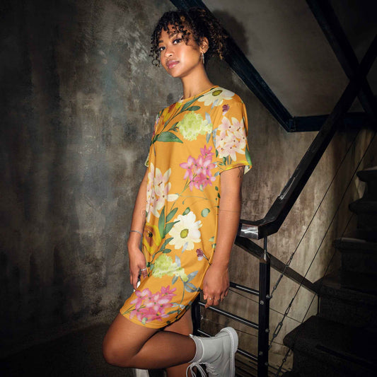 T-shirt dress - Orange Springtime Floral