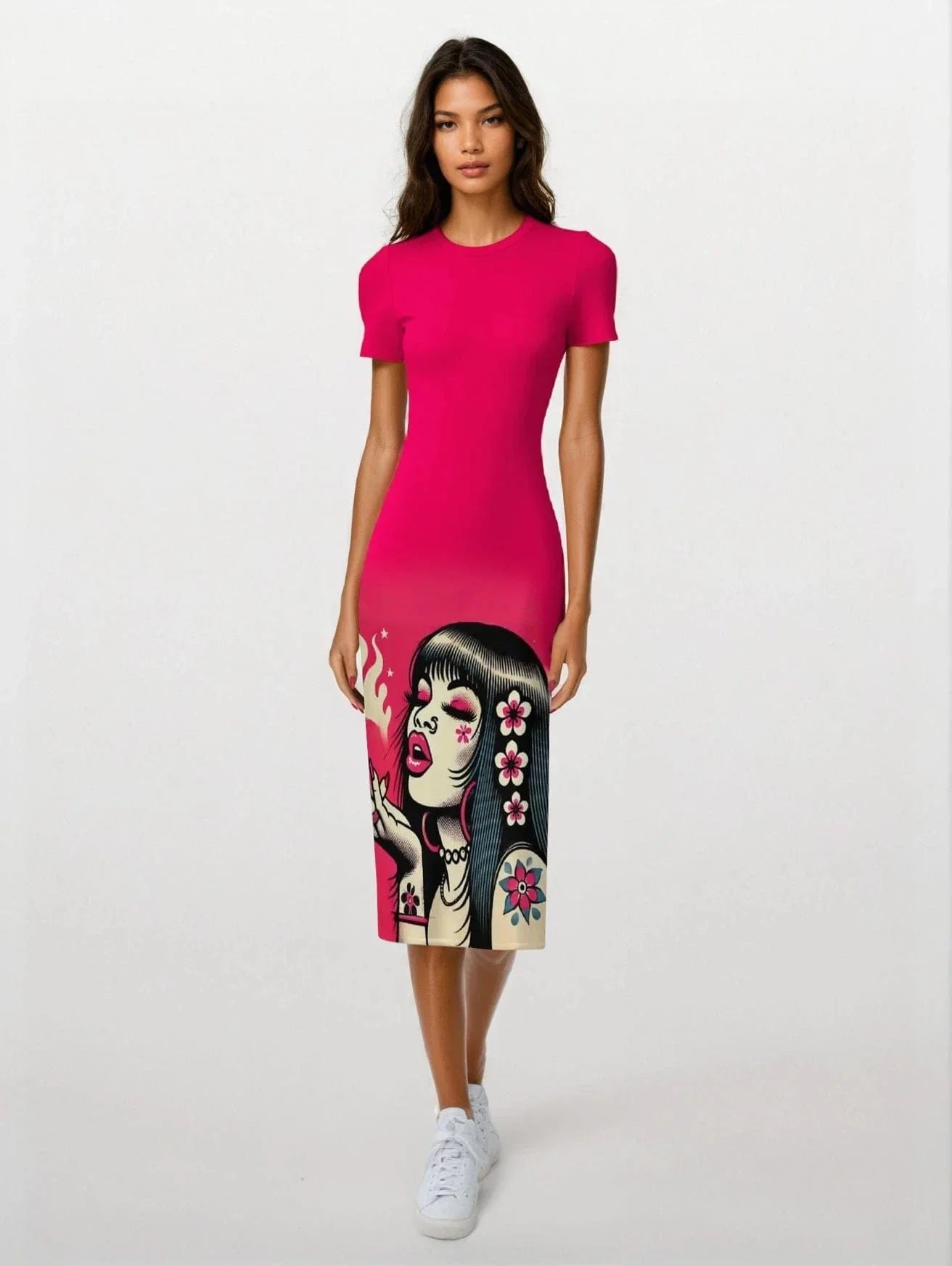 Pink Diesel Midi Dress - Chic Bodycon Style for Effortless Elegance