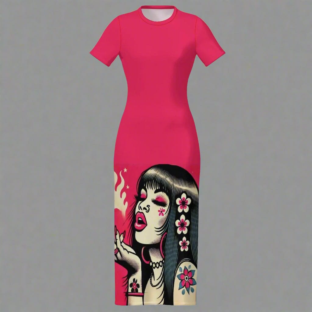 Pink Diesel Midi Dress - Chic Bodycon Style for Effortless Elegance