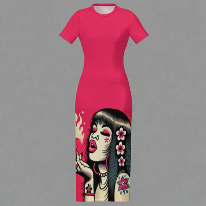 Pink Diesel Midi Dress - Chic Bodycon Style for Effortless Elegance