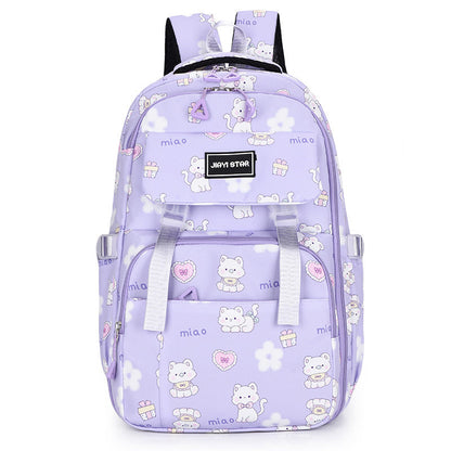 Cartoon Cat Print Large Capacity Kids Backpack – Cute Kawaii School Bag