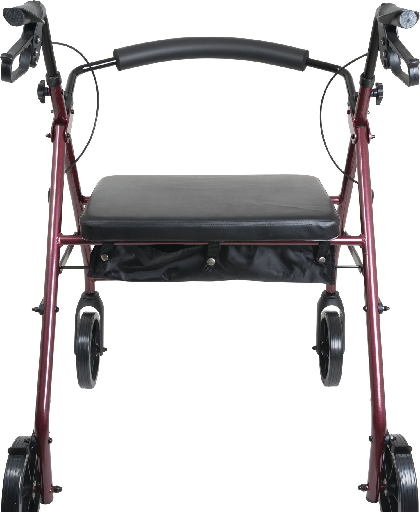 Bariatric Rollator with 8" Wheels in Burgundy - Mobility Aid for Support and Stability