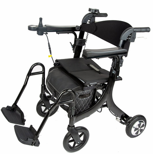 EZee Life CH4077 Folding Electric Rollator with Seat | 4-in-1 Power Assist Walker Canada
