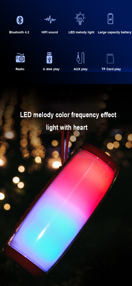 Wireless Bluetooth Stereo Speaker with LED Light for Ultimate Sound Experience